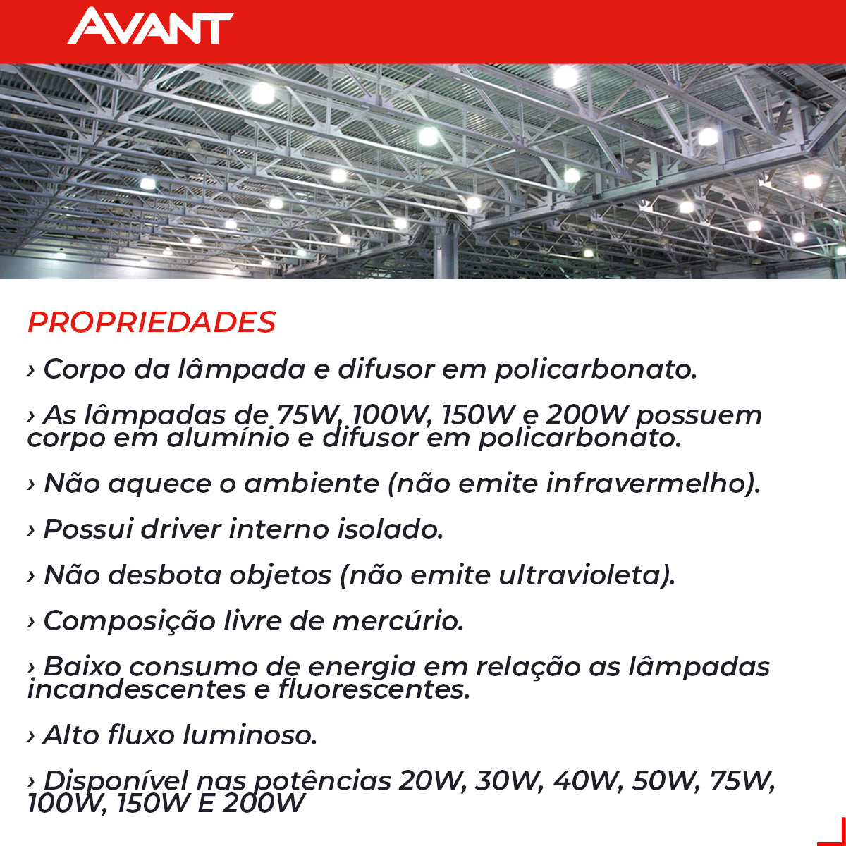 Lampada Led Bulbo Hp 200w 3000k Branco Quente E40 110v/220v Ip20 Branco Cod: 789030575 Avant