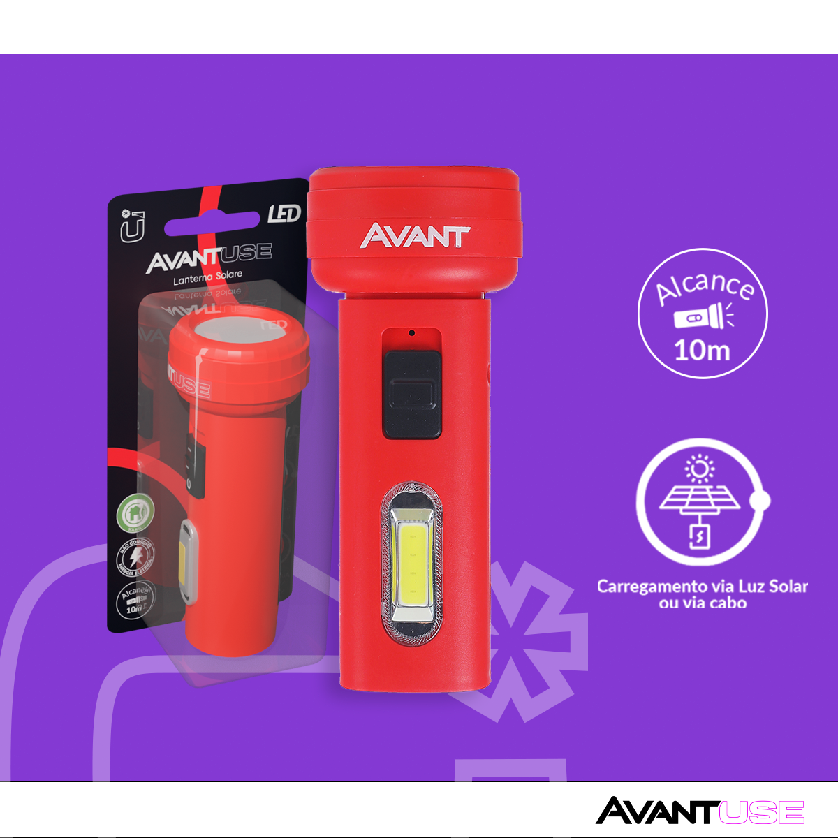Lanterna Led Solare Jungle Recarregável 2W 6500k Branco Frio 5V IP65 Avant Use