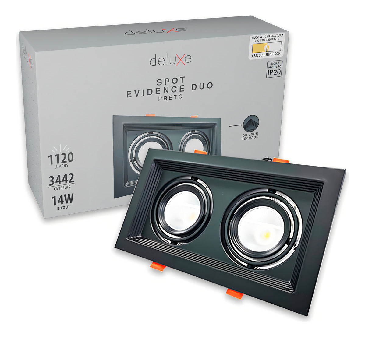 Spot Led Evidence Duo 14w 3000k/4000k/6500k IP20 Bivolt Preto Avant