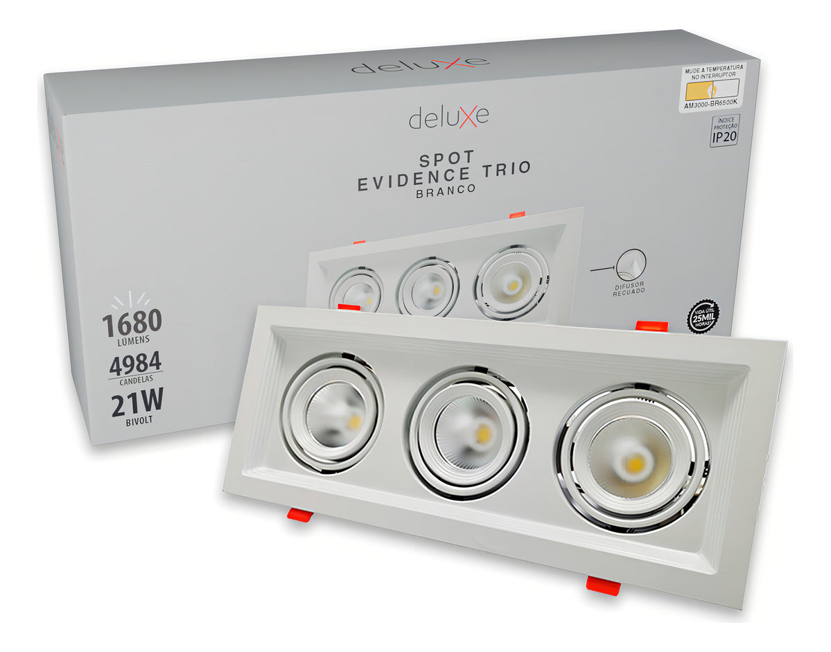 Spot Led Evidence Trio 21w 3000k/4000k/6500k IP20 Bivolt Branco Avant