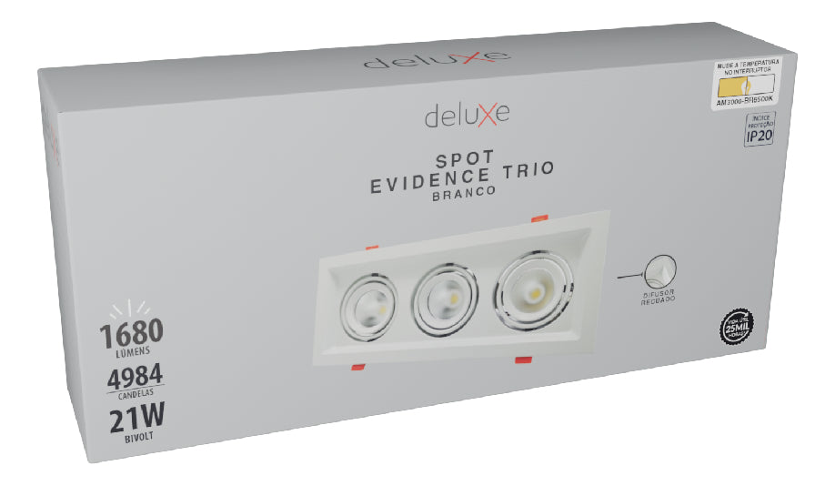 Spot Led Evidence Trio 21w 3000k/4000k/6500k IP20 Bivolt Branco Avant