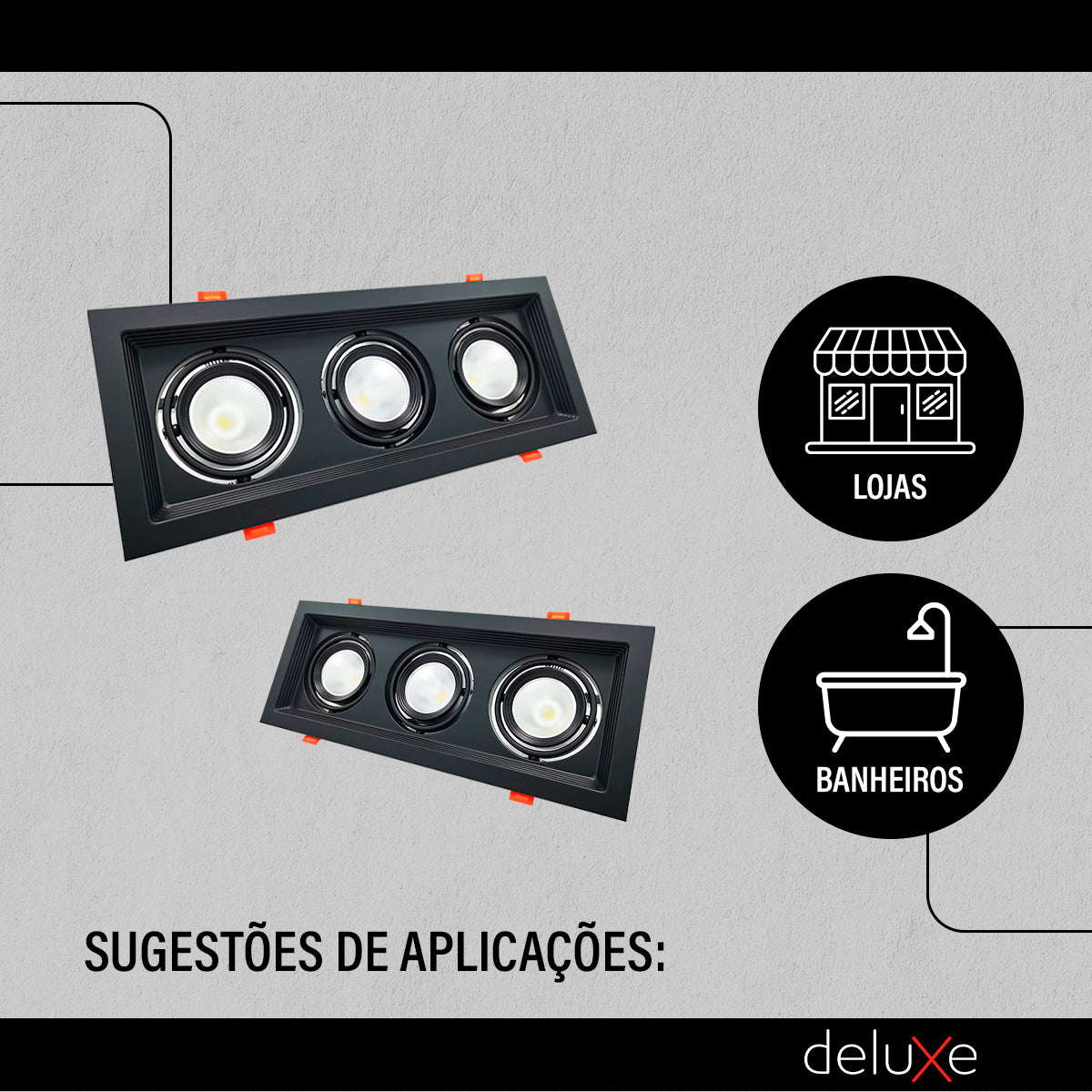 Spot Led Evidence Trio 21w 3000k/4000k/6500k IP20 Bivolt Preto Avant