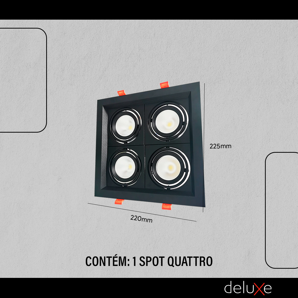 Spot Led Evidence Quatto 28w 3000k/4000k/6500k IP20 Bivolt Preto Avant