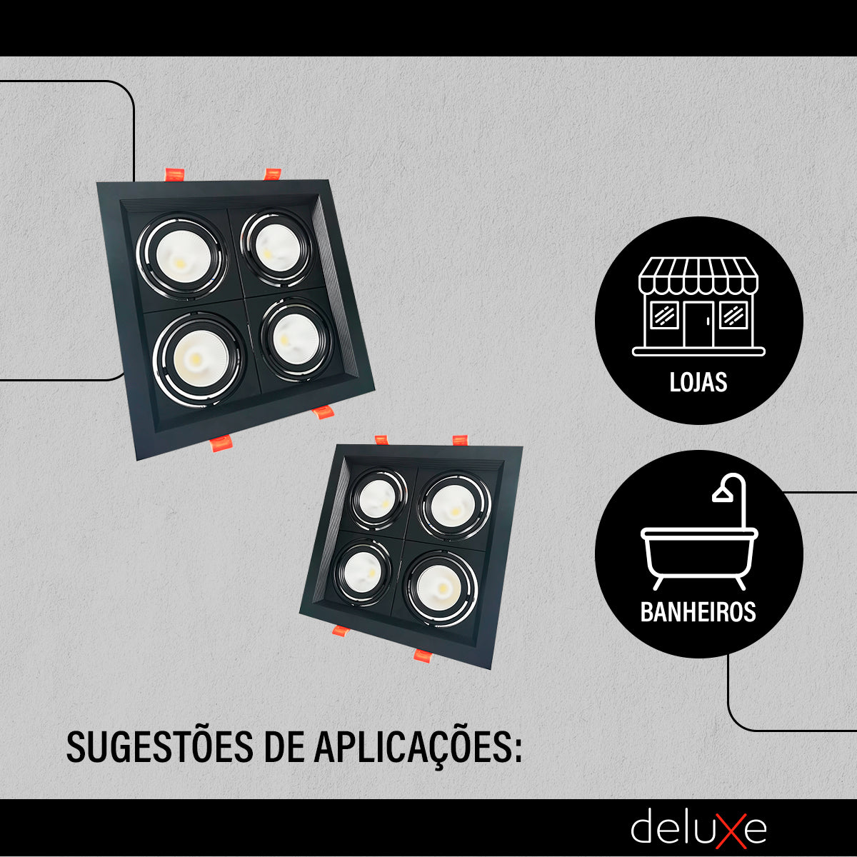 Spot Led Evidence Quatto 28w 3000k/4000k/6500k IP20 Bivolt Preto Avant
