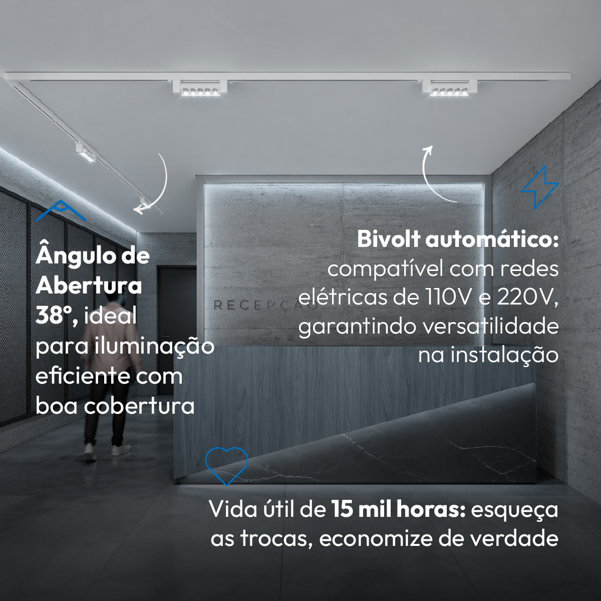 Spot Led Trilho Authentic Dots 10w 6500k Branco Fosco Deluxe