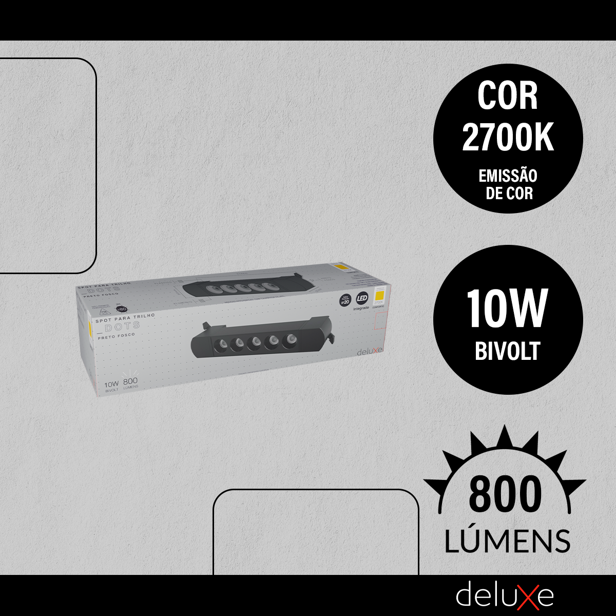 Spot Led Para Trilho Authentic Dots 10w 2700k Branco Quente IP20 Bivolt Preto Avant