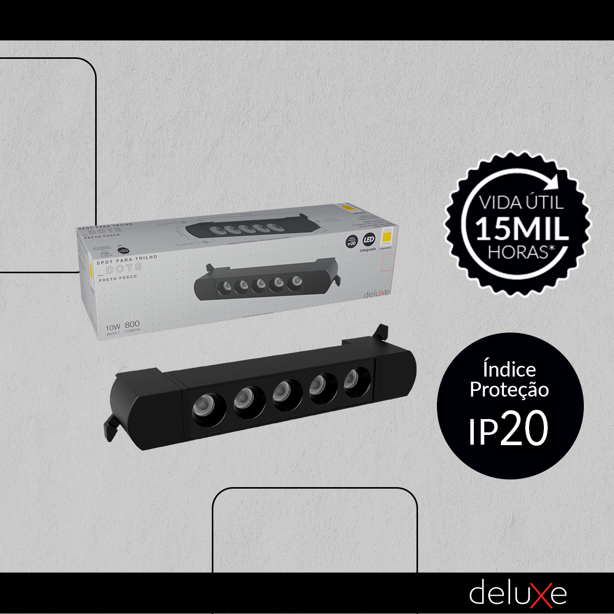 Spot Led Para Trilho Authentic Dots 10w 2700k Branco Quente IP20 Bivolt Preto Avant