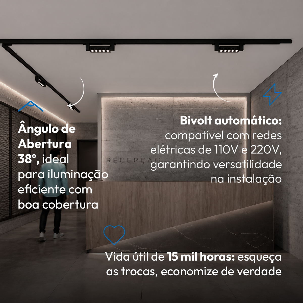 Spot Led Trilho Authentic Dots 10w 4000k Branco Neutro IP20 Bivolt Preto Avant
