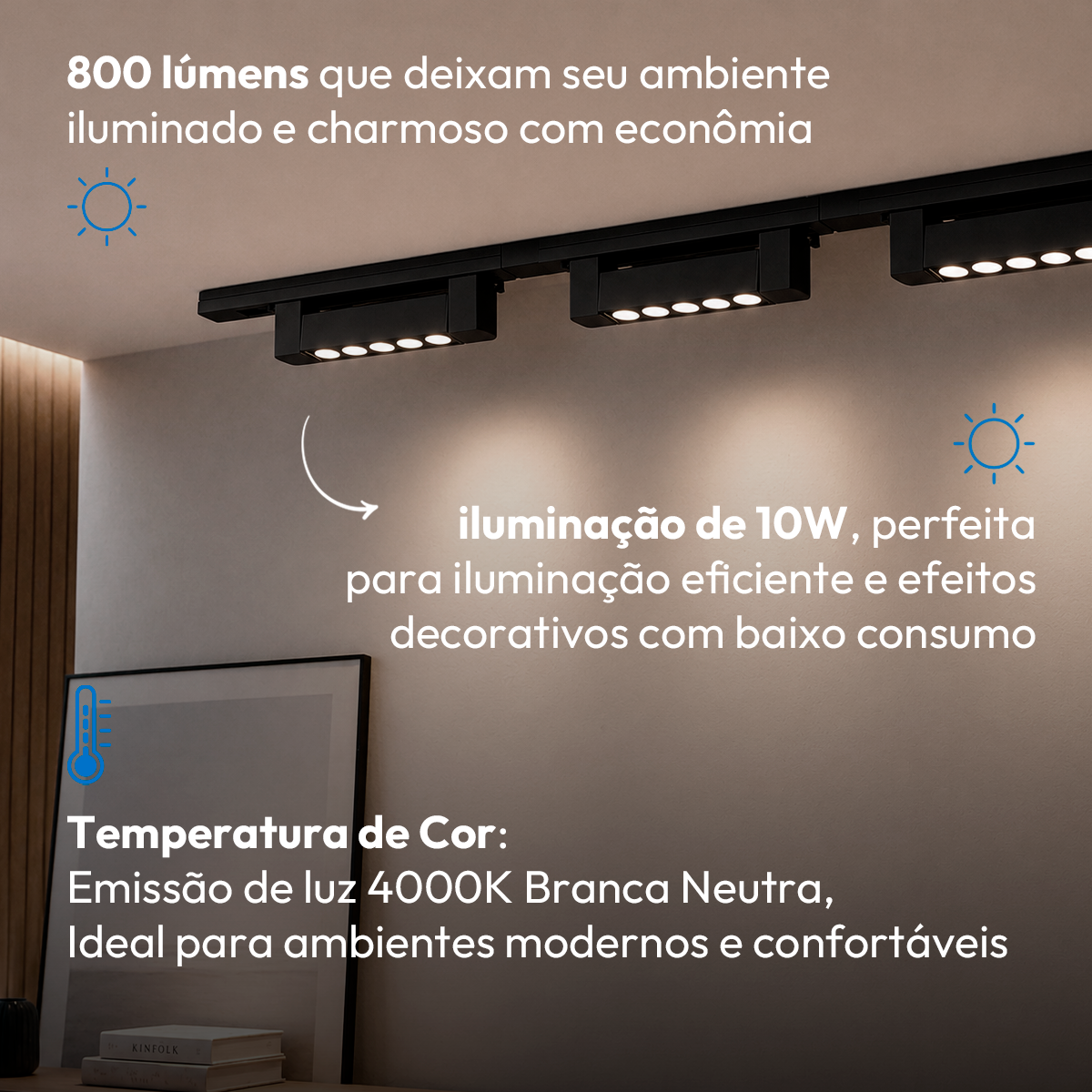 Spot Led Trilho Authentic Dots 10w 4000k Branco Neutro IP20 Bivolt Preto Avant