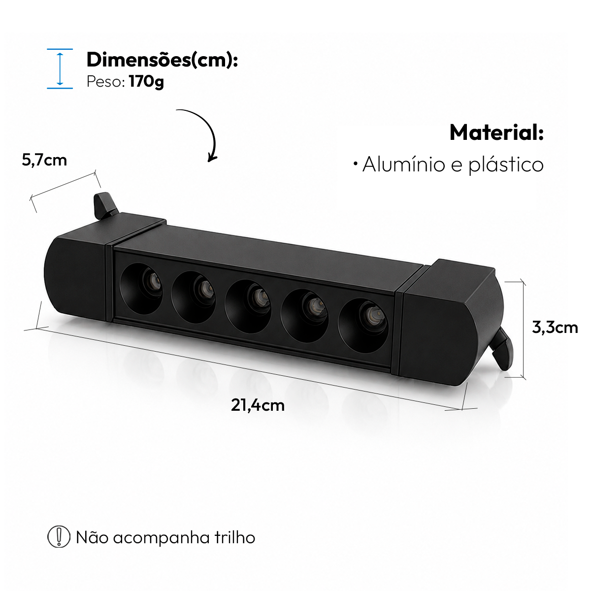 Spot Led Trilho Authentic Dots 10w 6500k Preto Fosco Deluxe
