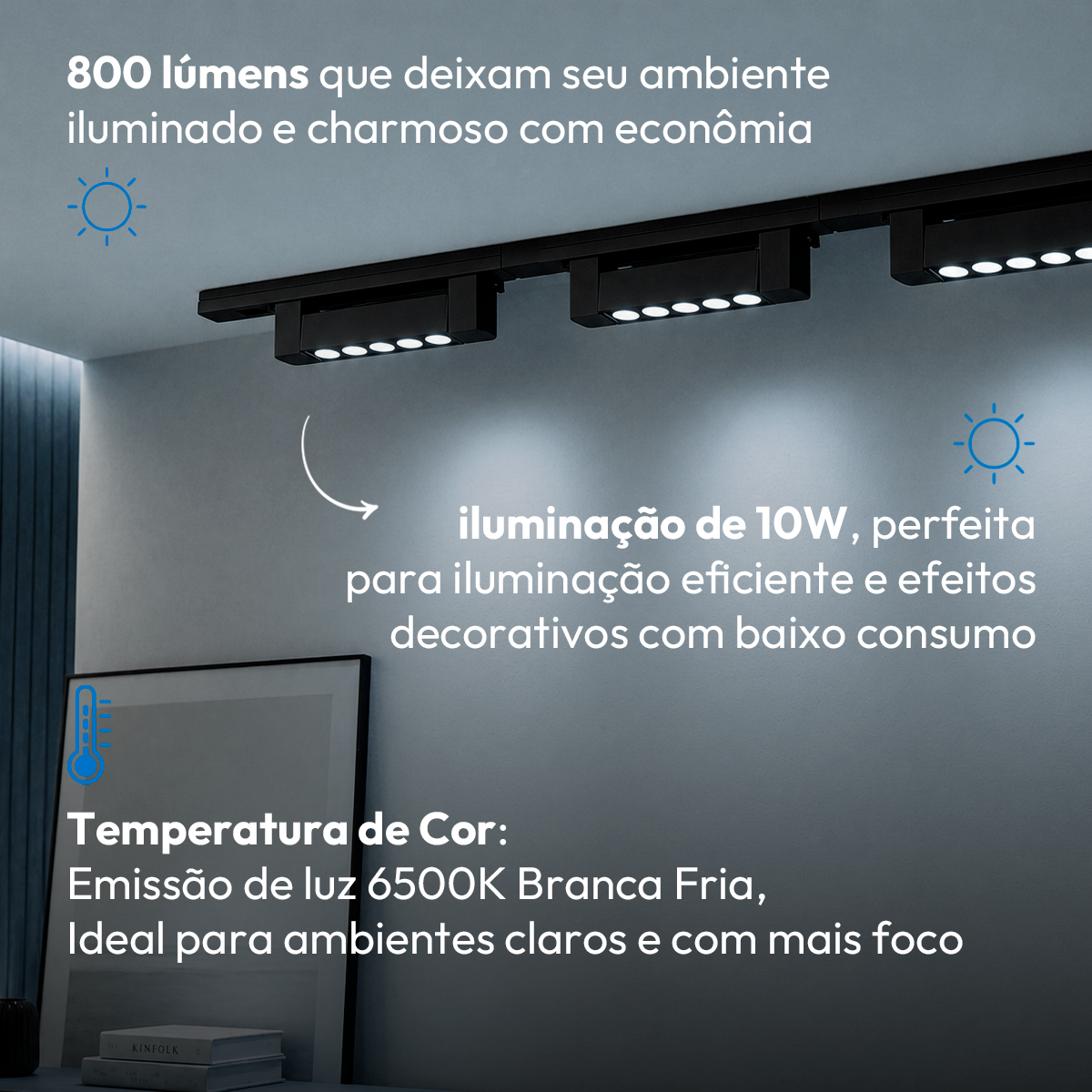 Spot Led Trilho Authentic Dots 10w 6500k Preto Fosco Deluxe