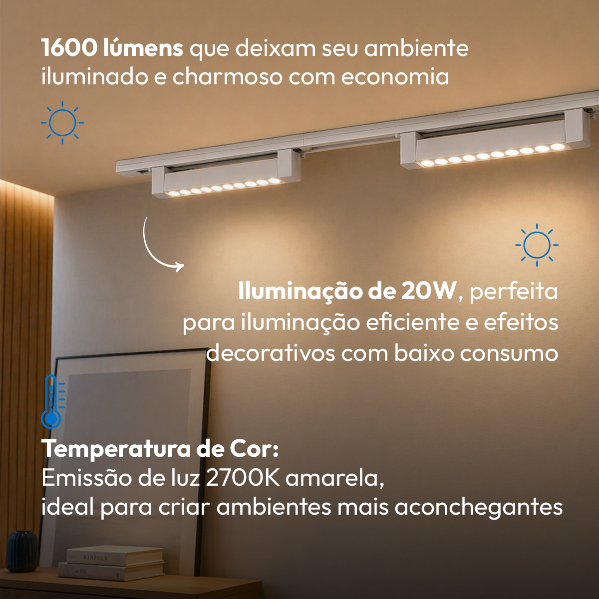 Luminária Linear Spot Eletrificado Pontual Trilho Led 20w 35