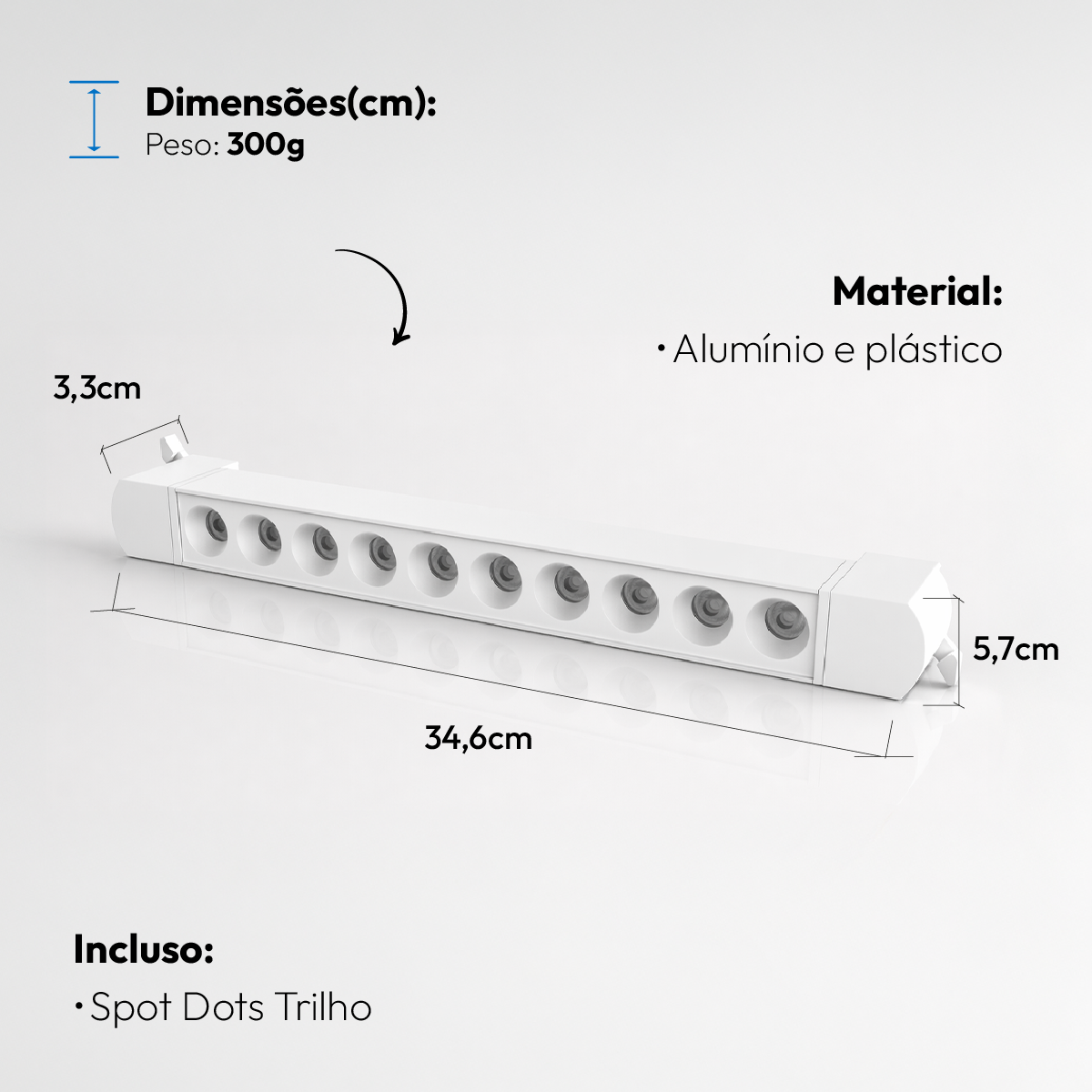 Luminária Linear Spot Eletrificado Pontual Trilho Led 20w 35