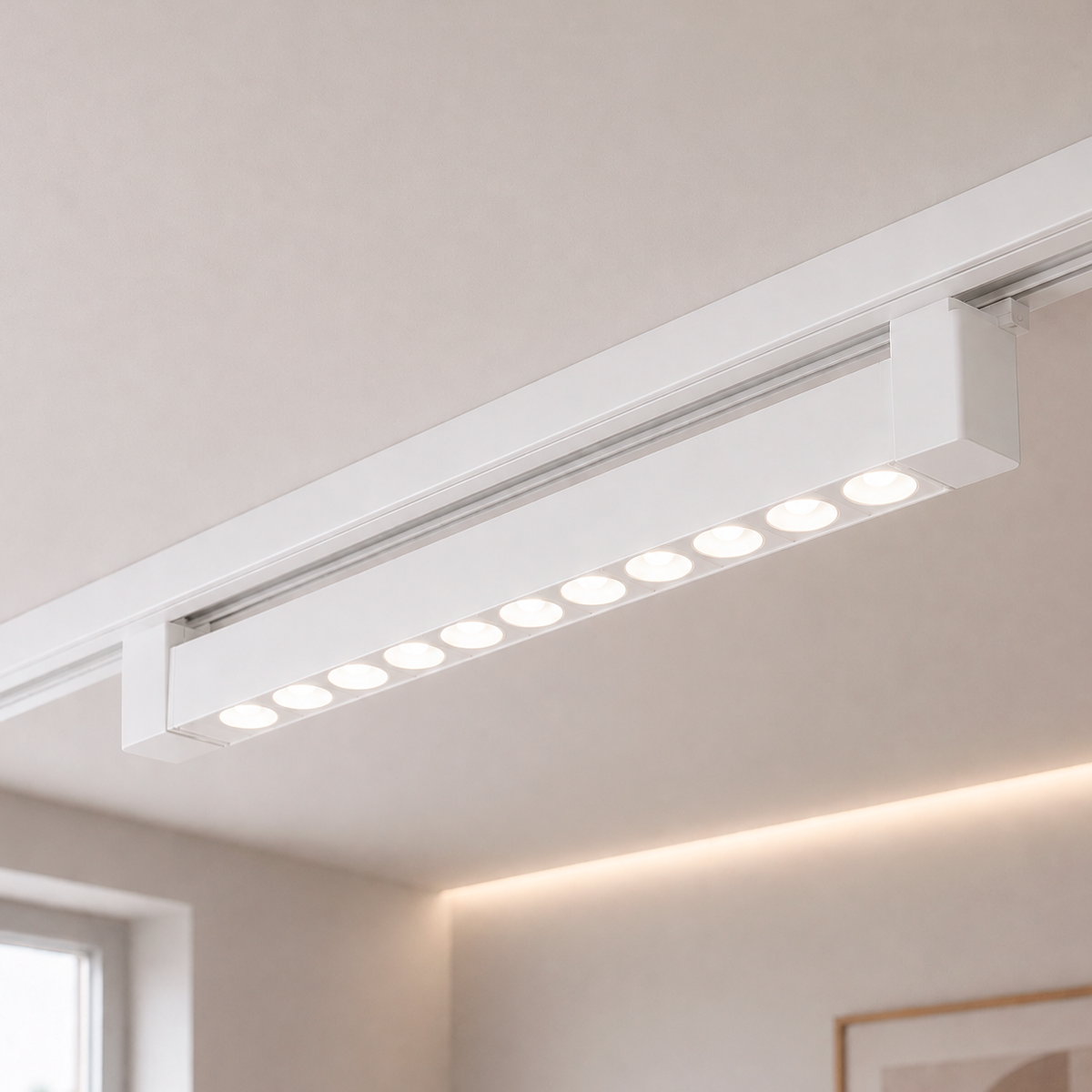 Luminária Linear Spot Eletrificado Pontual Trilho Led 20w 35cm 4000k Bivolt Branco