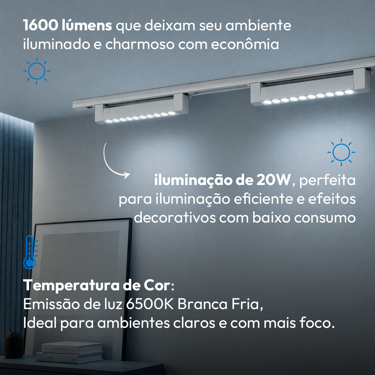 Spot Led Trilho Authentic Dots 20w 6500k Branco Fosco Deluxe