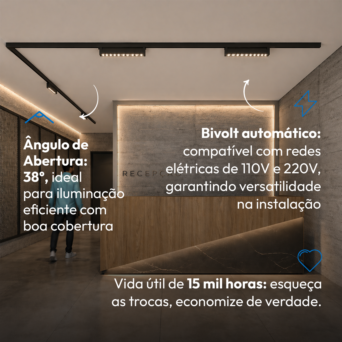 Spot Trilho Led Dots Preto 20w 2700k Branco Quente Sobrepor Deluxe By Avant 127/220v