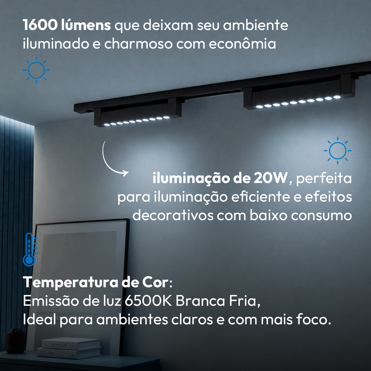 Spot Led Trilho Authentic Dots 20w 6500k Preto Fosco Deluxe