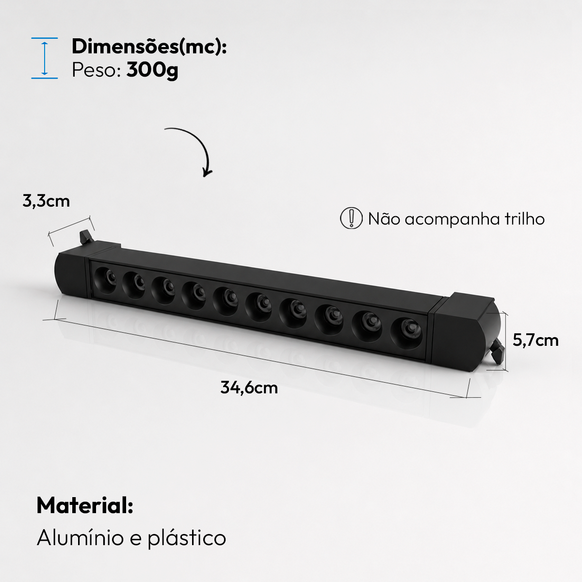 Spot Led Trilho Authentic Dots 20w 6500k Preto Fosco Deluxe