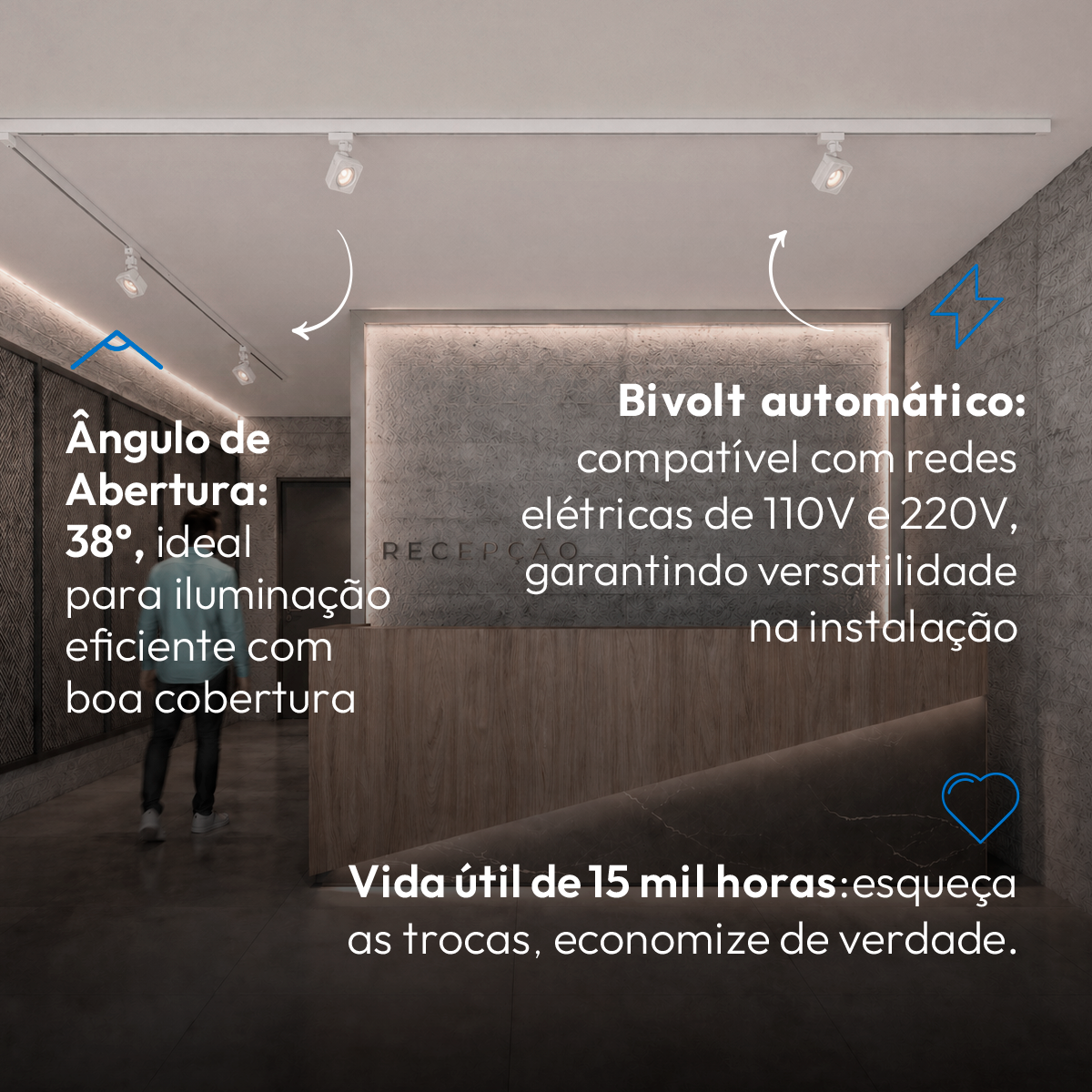 Spot Led Para Trilho Authentic Nobby 10w 4000k Branco Neutro Bivolt Quadrado Branco Deluxe