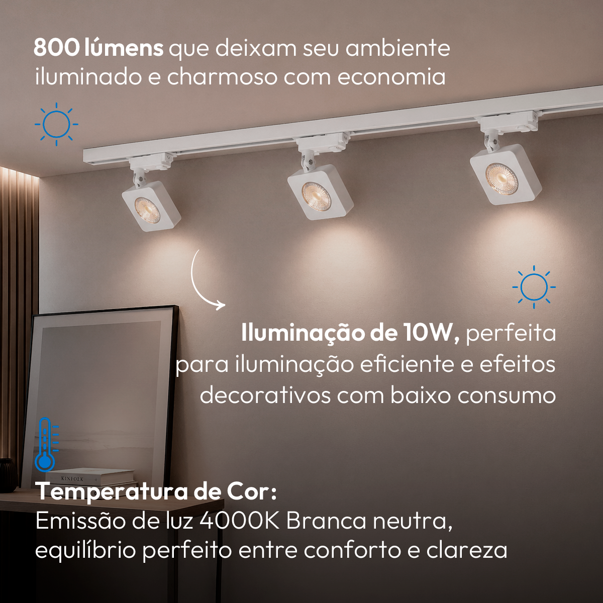 Spot Led Para Trilho Authentic Nobby 10w 4000k Branco Neutro Bivolt Quadrado Branco Deluxe