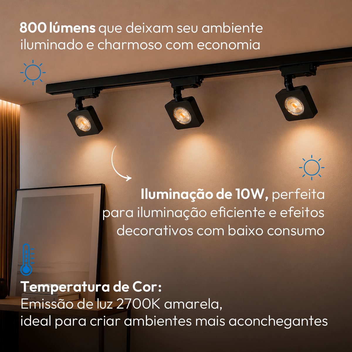Spot Led 10w Nobby Preto Trilho Quadrado Branco Quente Branco Quente 127/220v Deluxe By Avant