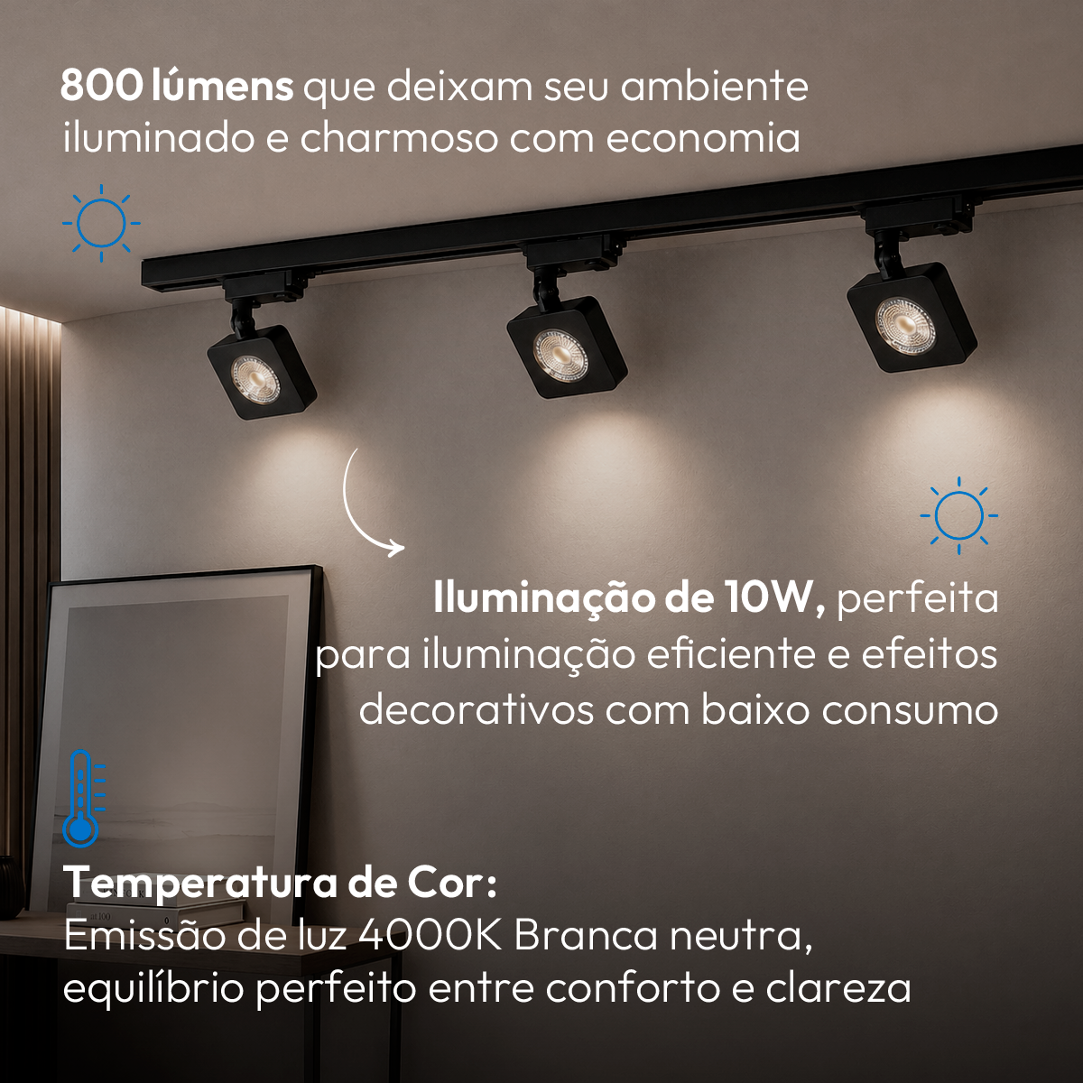 Spot Led Trilho Authentic Nobby 10w 4000k Quadrado Pf Deluxe