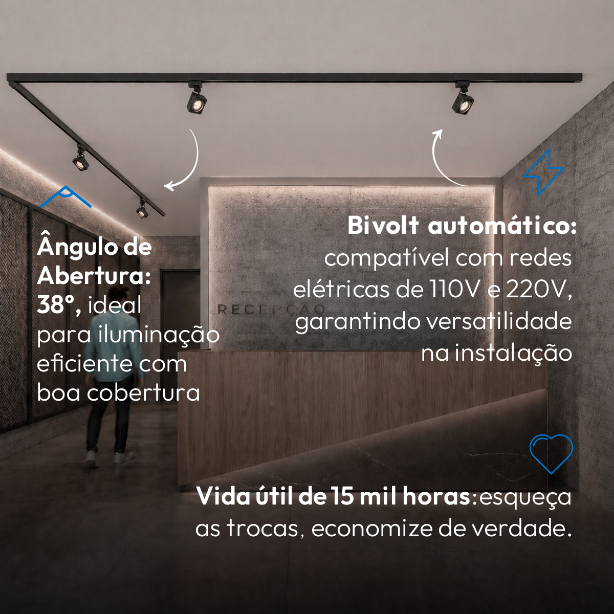 Spot Led Trilho Authentic Nobby 10w 4000k Quadrado Pf Deluxe