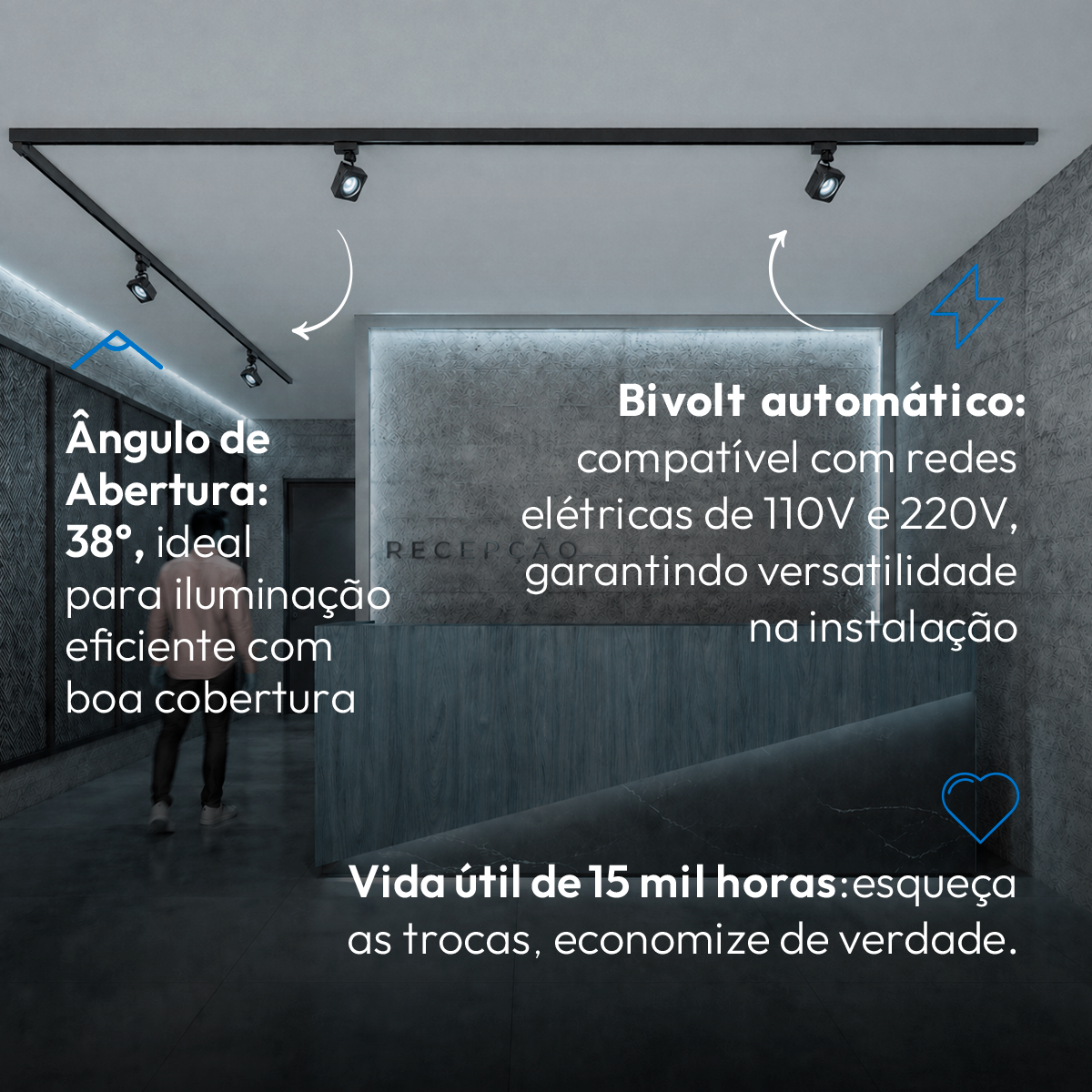 Spot Led Trilho Authentic Nobby 10w 6500k Quadrado Pf Deluxe