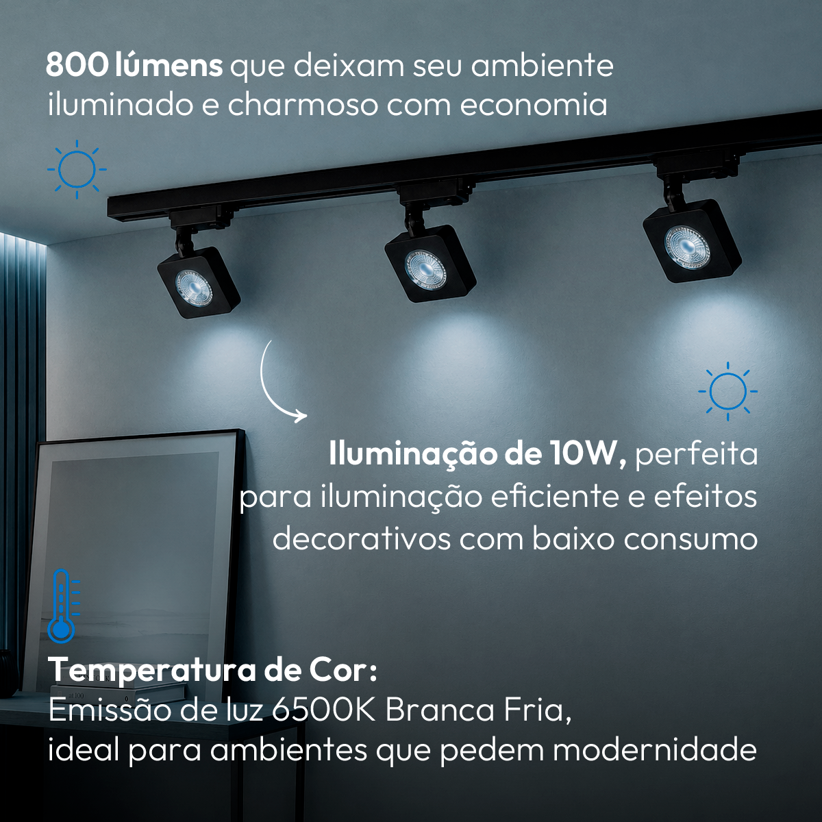 Spot Led Trilho Authentic Nobby 10w 6500k Quadrado Pf Deluxe