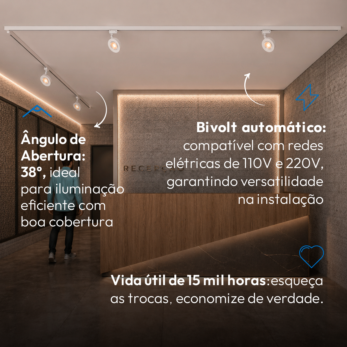 Spot Led Trilho Authentic Nobby 10w 2700k Branco Quente Bivolt IP20 Banco Avant