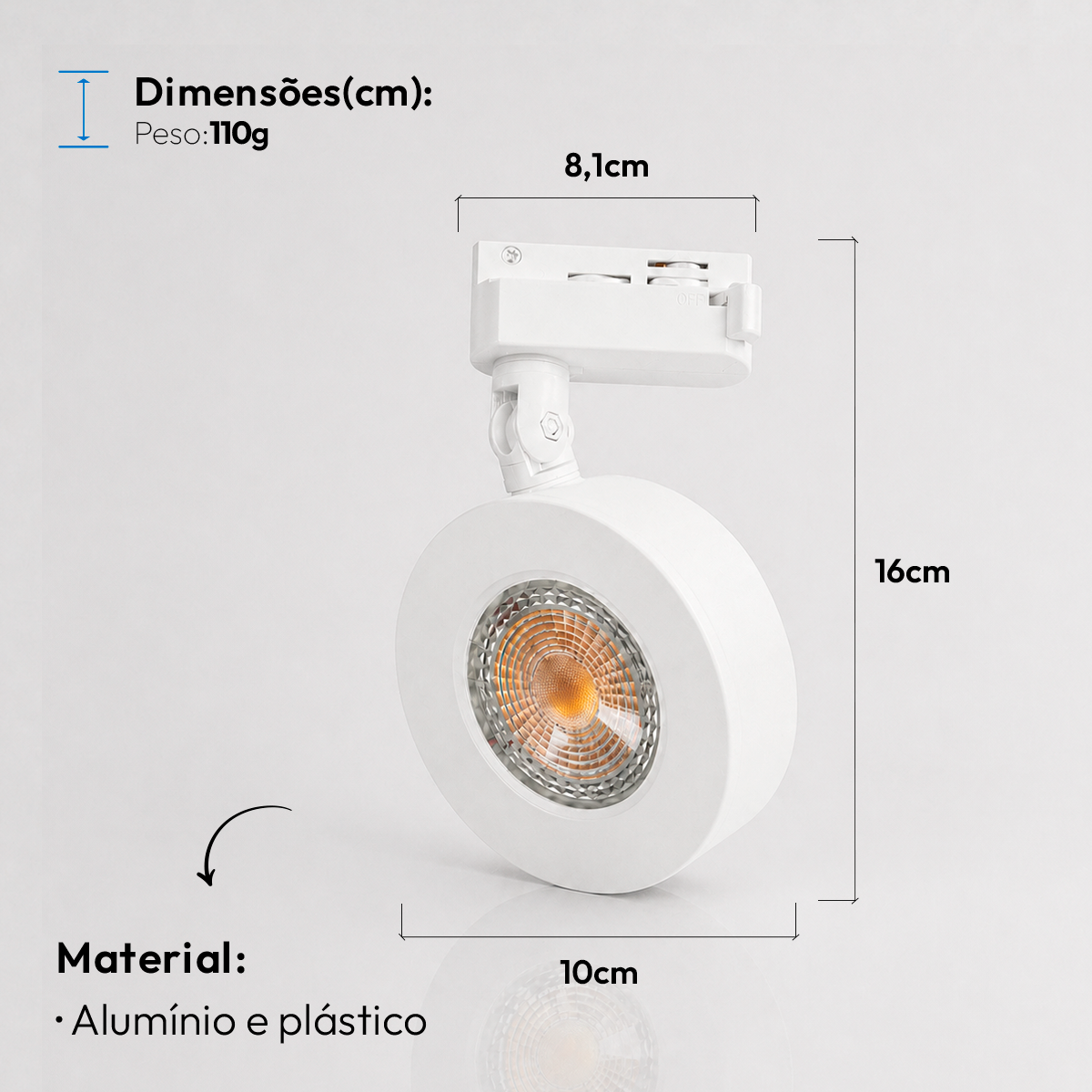 Spot Led Trilho Authentic Nobby 10w 4000k Branco Neutro IP20 Bivolt Branco Avant