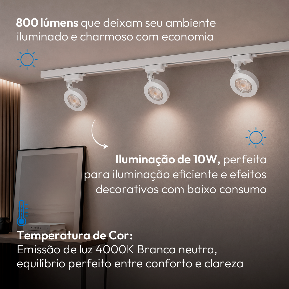 Spot Led Trilho Authentic Nobby 10w 4000k Branco Neutro IP20 Bivolt Branco Avant