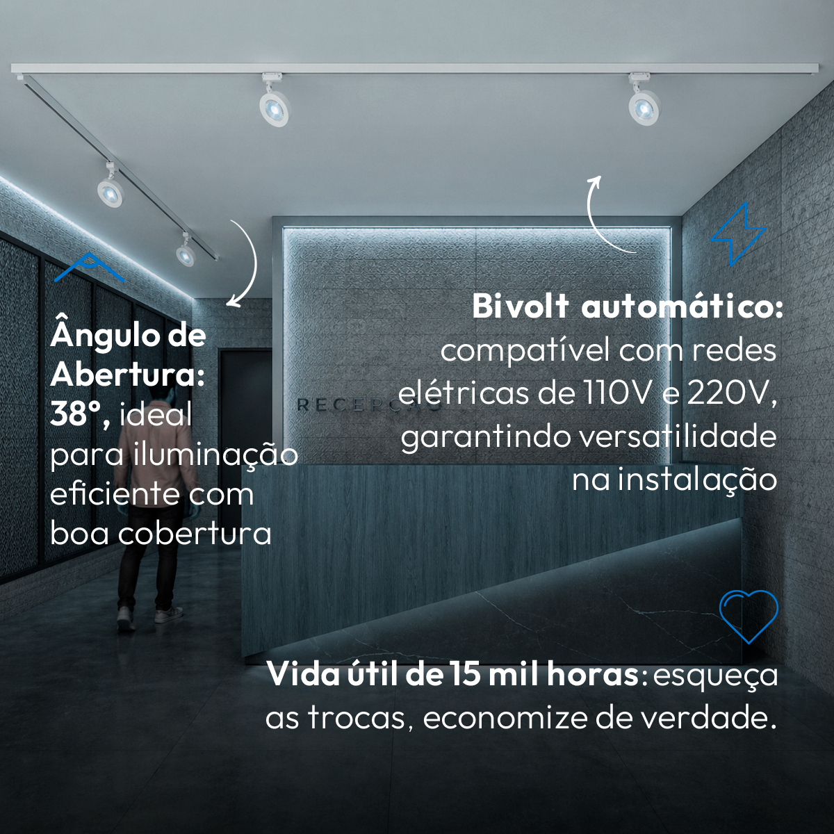Spot Led Trilho Authentic Nobby 10w 6500k Branco Frio IP20 Bivolt Branco Avant