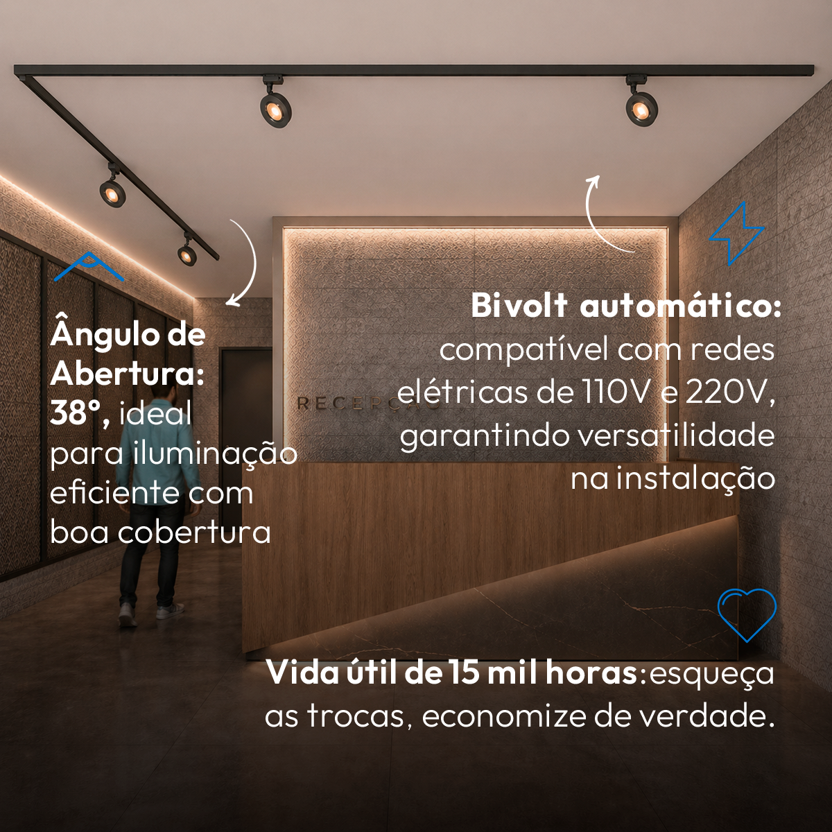 Spot Led Trilho Authentic Nobby 10w 2700k Branco Quente Bivolt IP20 Preto Avant