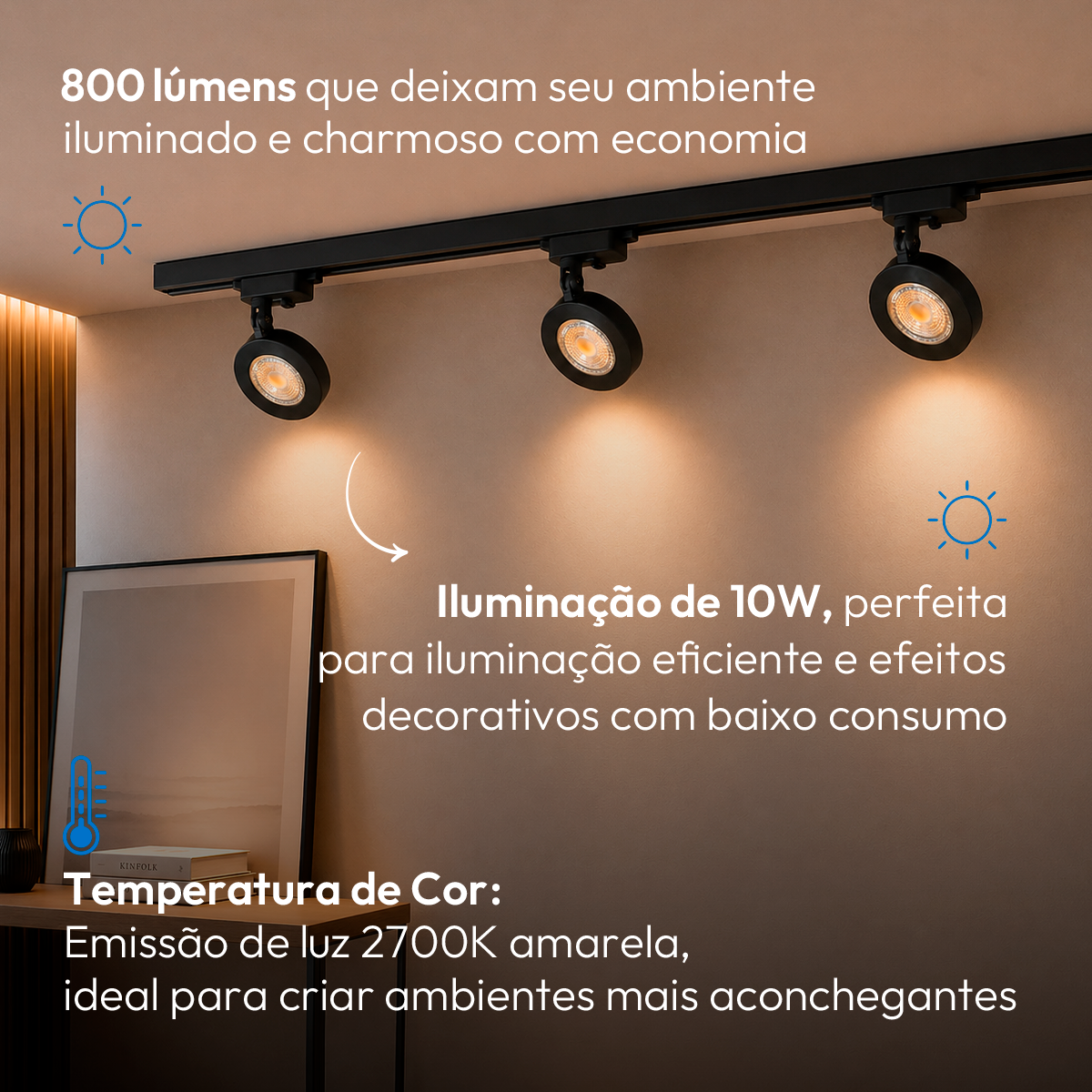 Spot Led Trilho Authentic Nobby 10w 2700k Branco Quente Bivolt IP20 Preto Avant