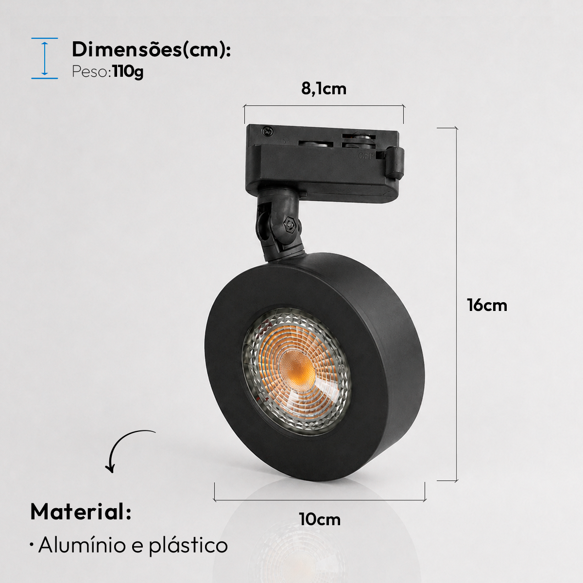 Spot Led Trilho Authentic Nobby 10w 2700k Branco Quente Bivolt IP20 Preto Avant