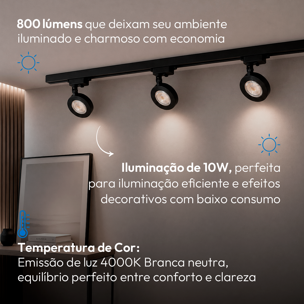 Spot Led Trilho Authentic Nobby 10w 4000k Branco Neutro IP20 Bivolt Preto Avant