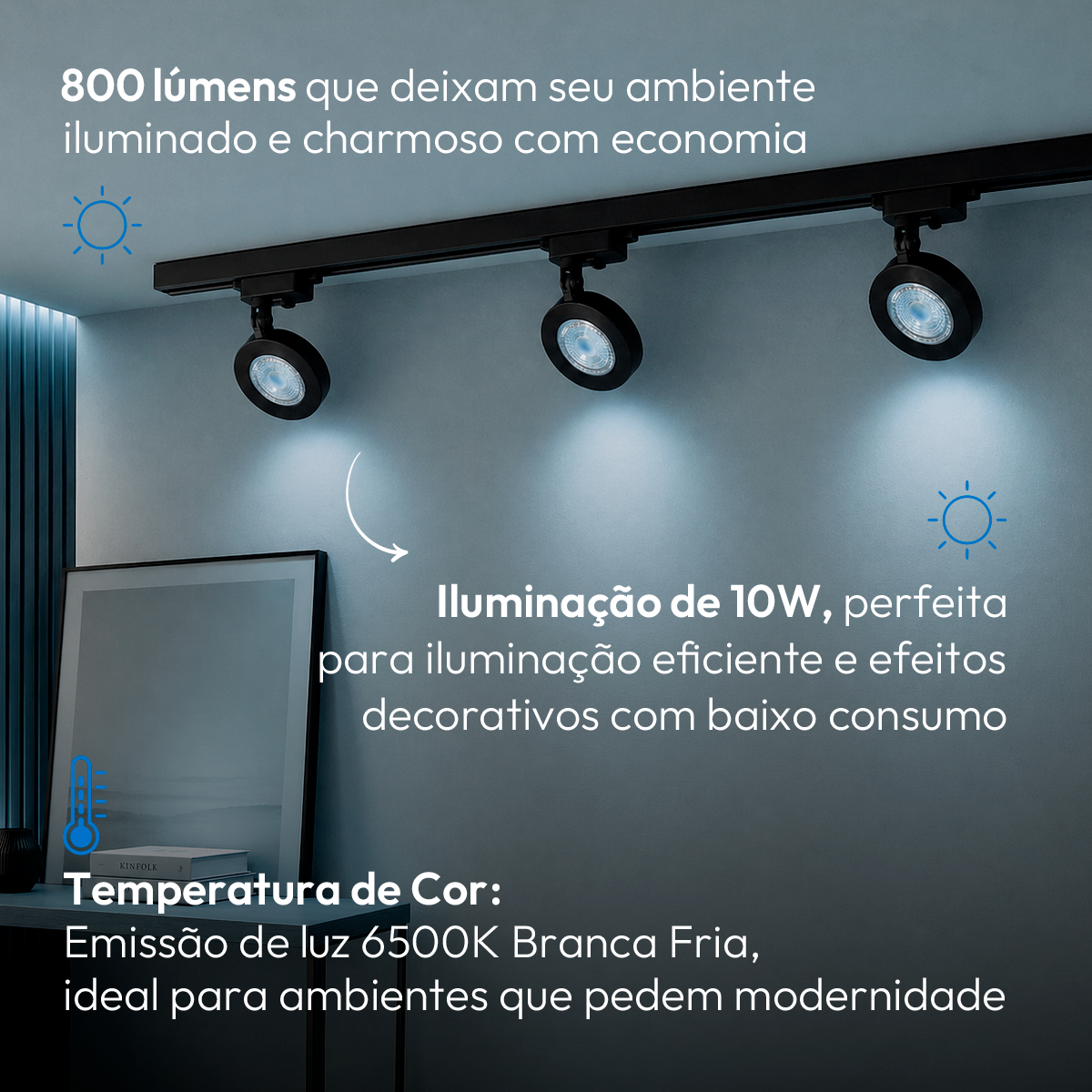 Spot Led Trilho Authentic Nobby 10w 6500k Branco Frio IP20 Bivolt Preto Avant