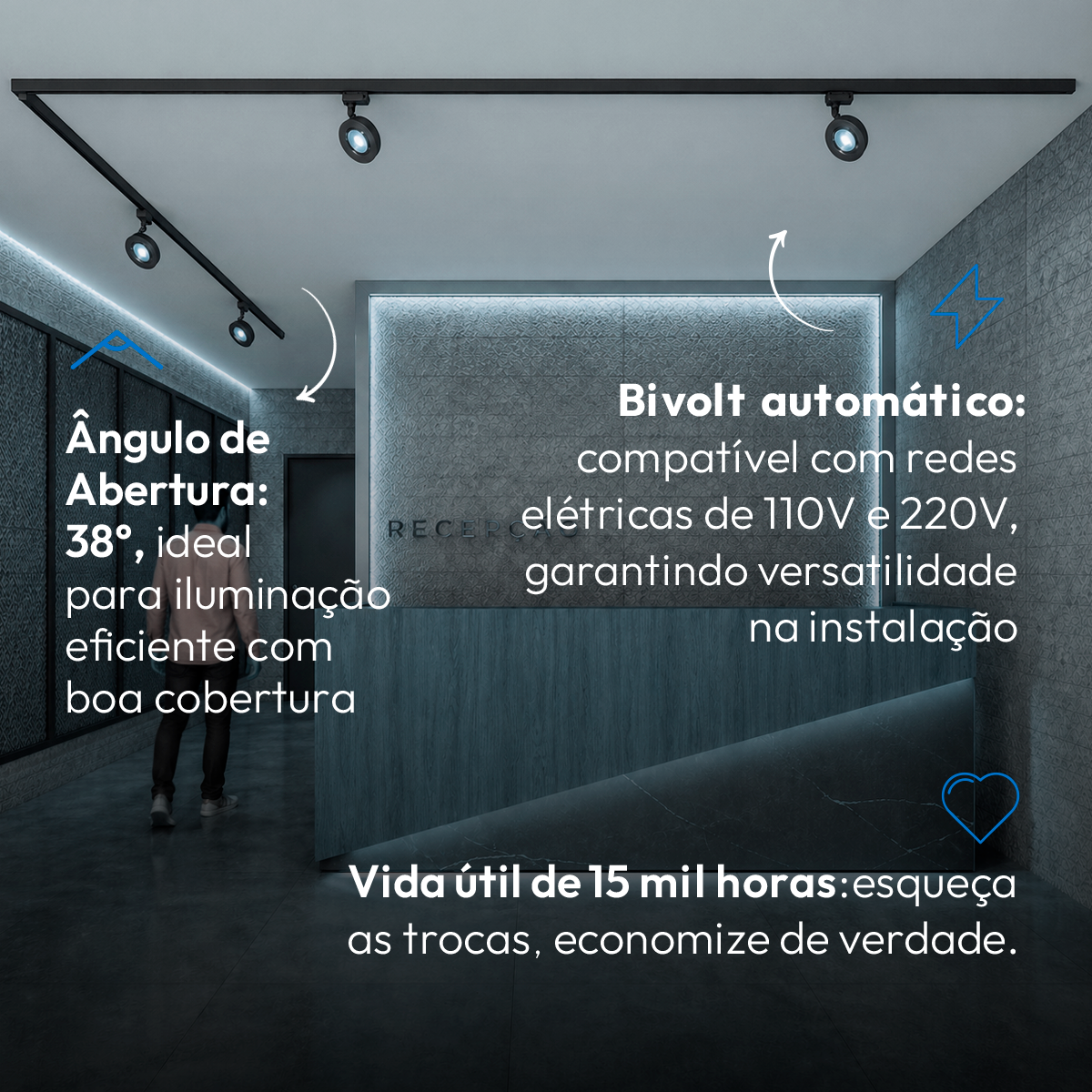 Spot Led Trilho Authentic Nobby 10w 6500k Branco Frio IP20 Bivolt Preto Avant