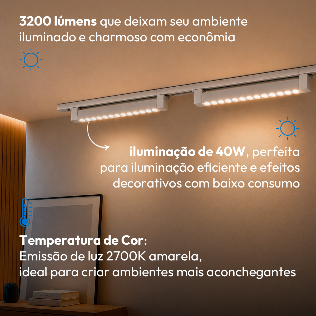 Spot Led Trilho Authentic Dots 40w 2700k Branco Fosco Deluxe