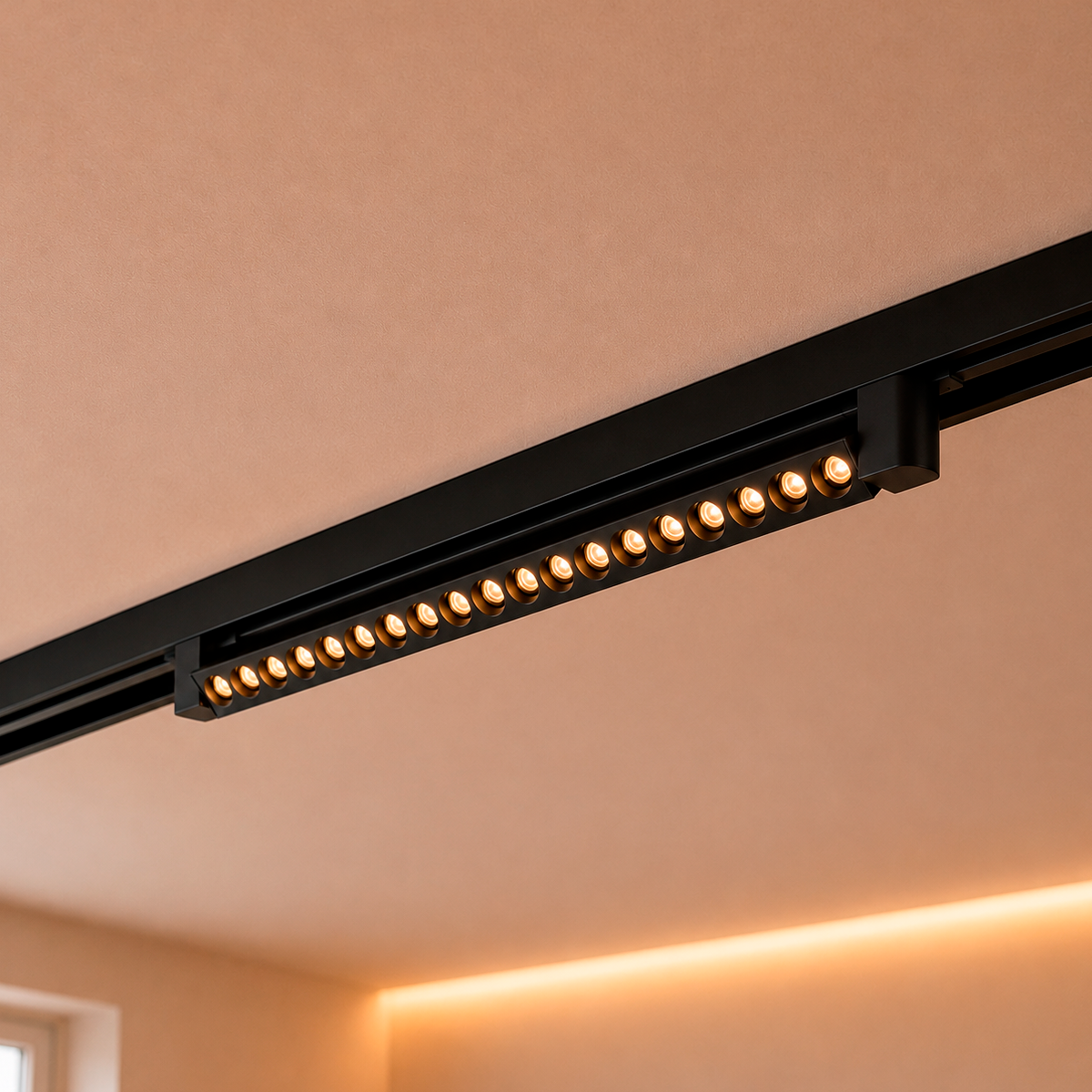 Spot Led Trilho Deluxe 40w Luz Branco Quente 2700k Preto