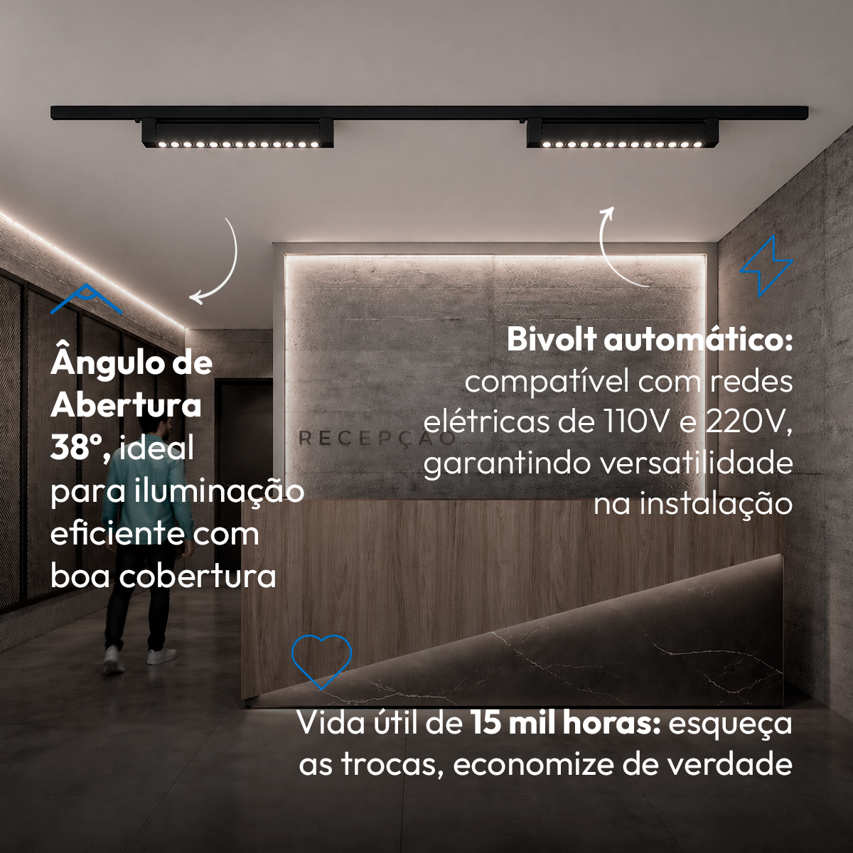 Spot Led Trilho Authentic Dots 40w 4000k Preto Fosco Deluxe (bivolt) 127/220v