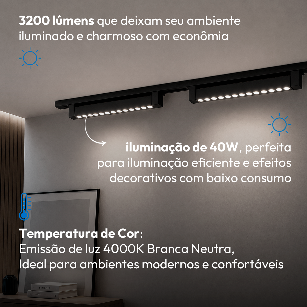 Spot Led Trilho Authentic Dots 40w 4000k Preto Fosco Deluxe (bivolt) 127/220v