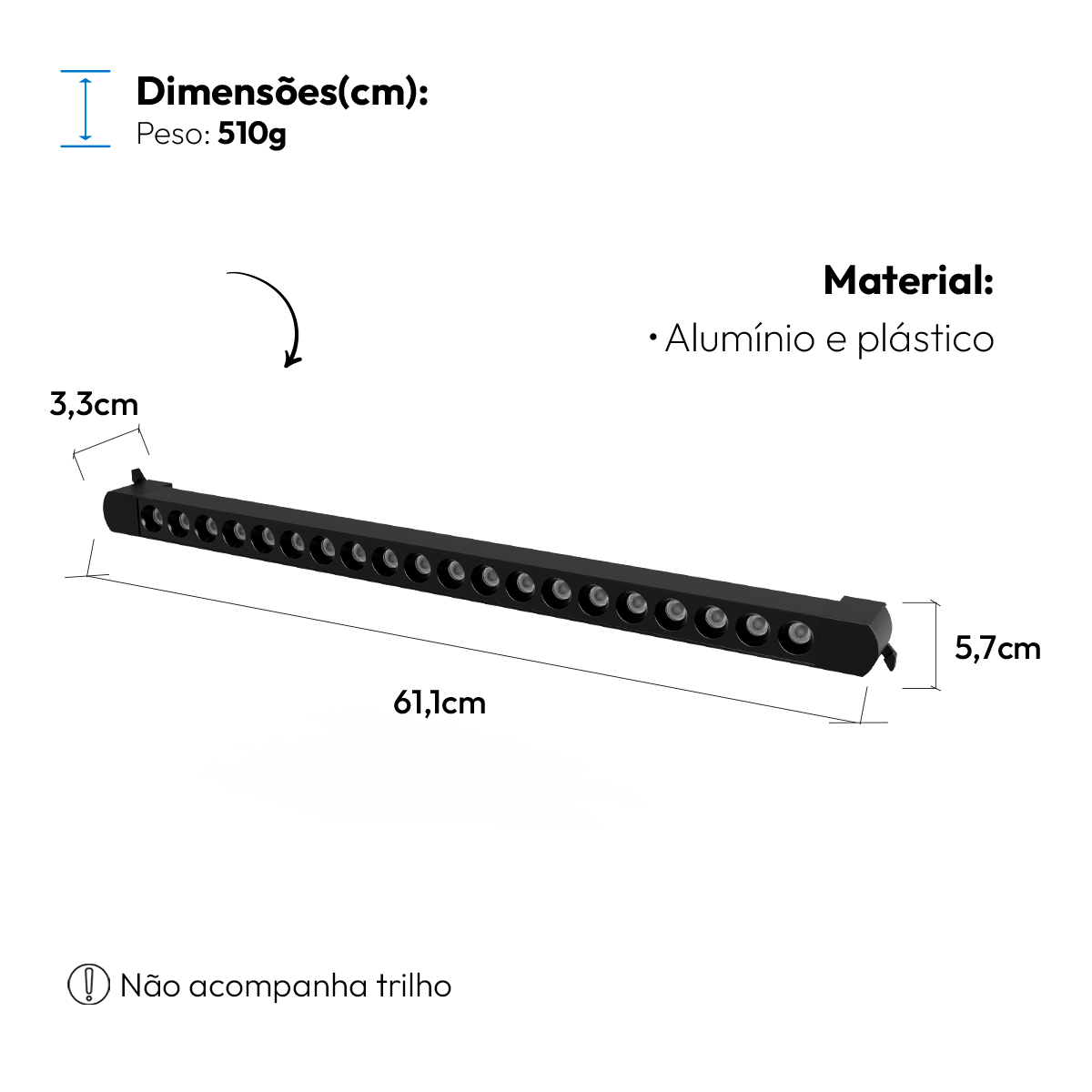Spot Led Trilho Authentic Dots 40w 4000k Preto Fosco Deluxe (bivolt) 127/220v