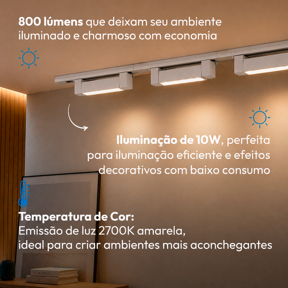 Spot Led Trilho Authentic Linea 10w 2700k Branco Quente IP20 Bivolt Branco Avant