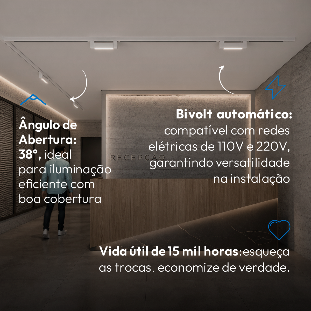 Spot Led Trilho Authentic Linea 10w 4000k Branco Neutro IP20 Bivolt Branco Avant
