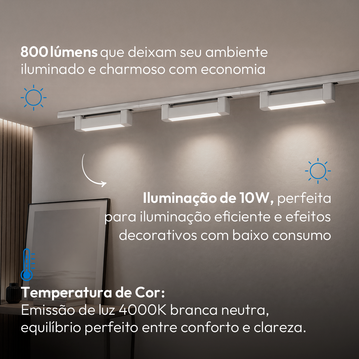 Spot Led Trilho Authentic Linea 10w 4000k Branco Neutro IP20 Bivolt Branco Avant