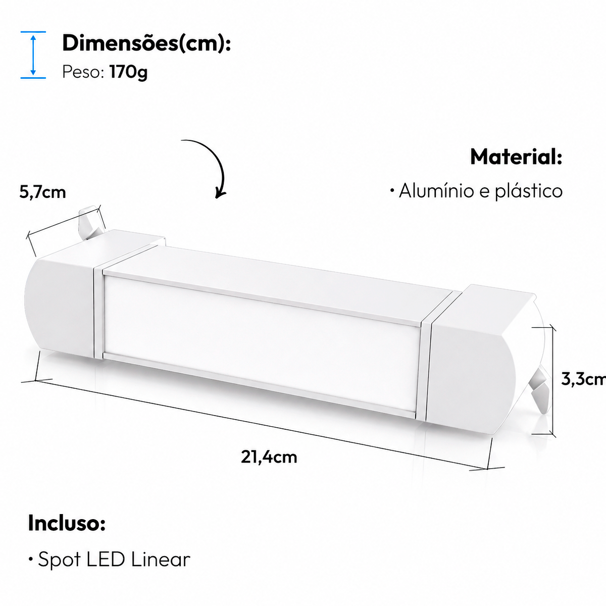 Spot Led Trilho Authentic Linea 10w 6500k Branco Frio IP20 Bivolt Branco Avant