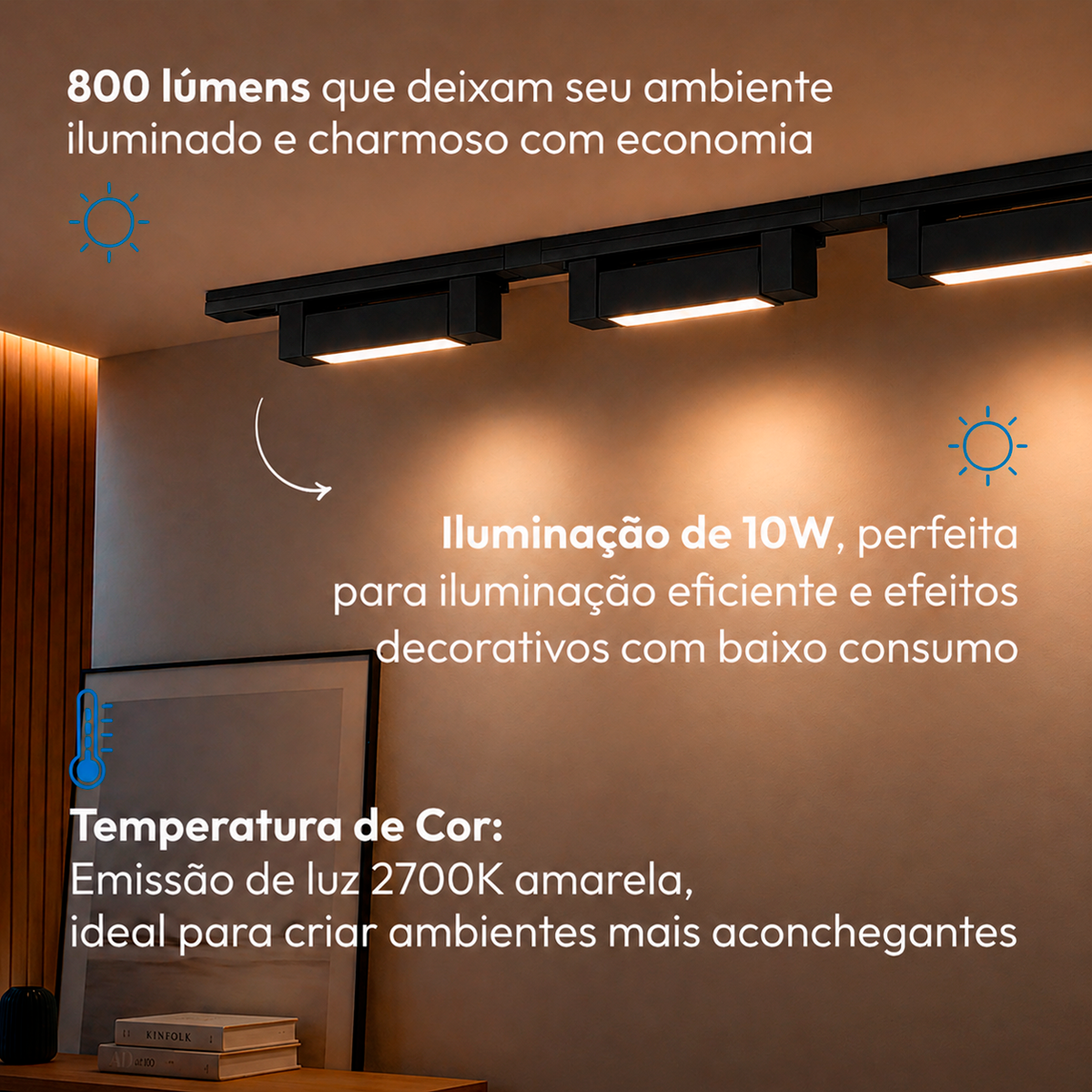 Spot Led Trilho Authentic Linea 10w 2700k Branco Quente IP20 Bivolt Preto Avant