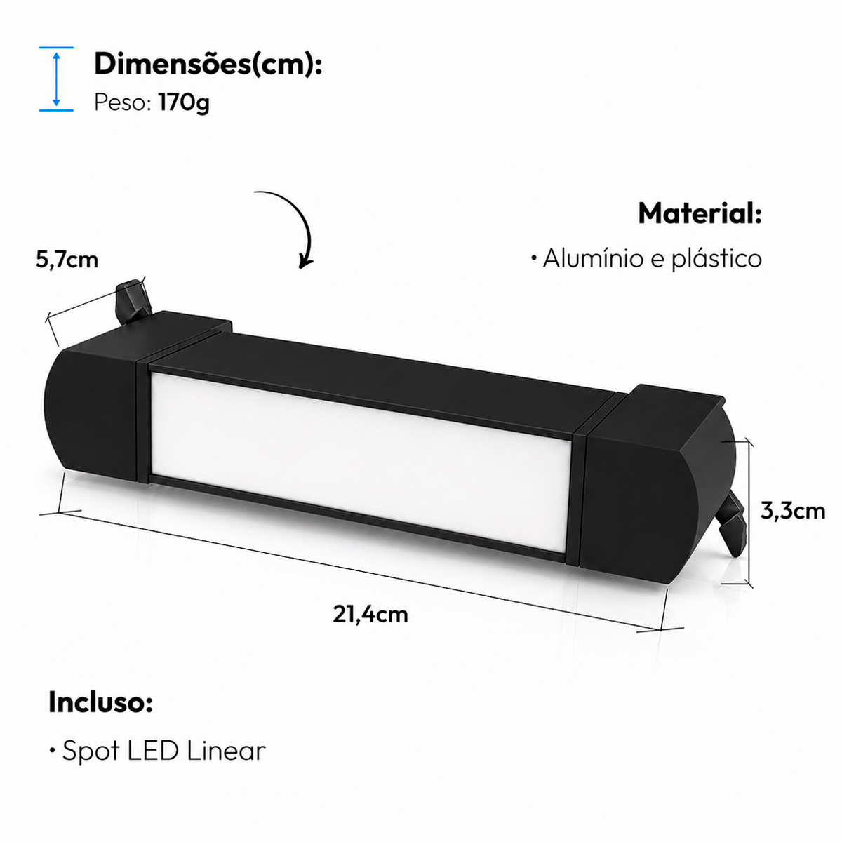 Spot Led Trilho Authentic Linea 10w 2700k Branco Quente IP20 Bivolt Preto Avant